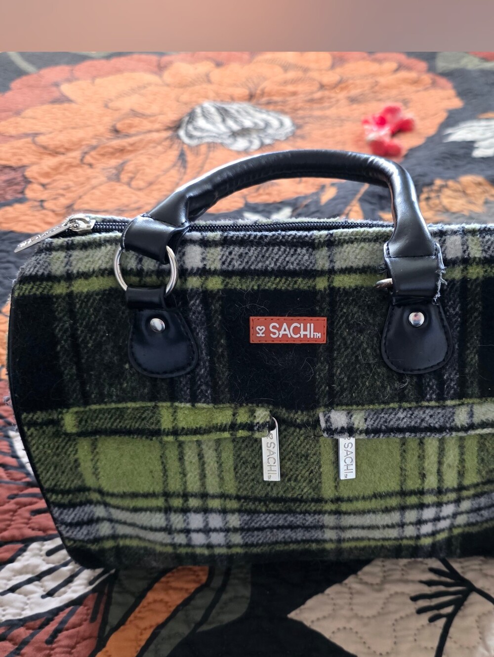 SACHI Plaid Green Lunch Bag